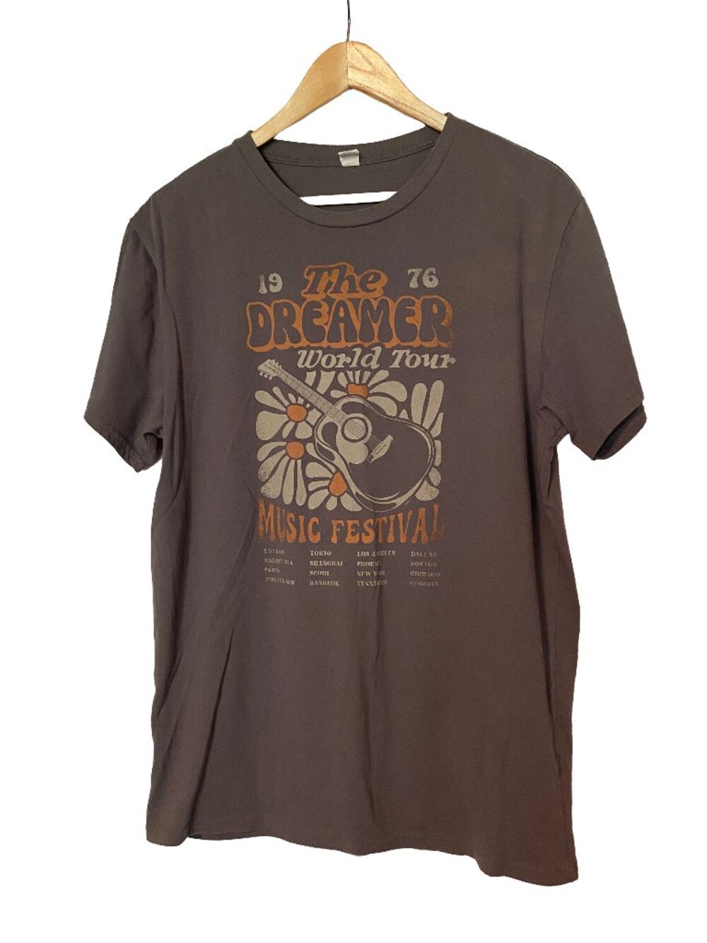 The Dreamer World Tour Music Festival Graphic Tee - Gray Boho Retro Shirt Size L